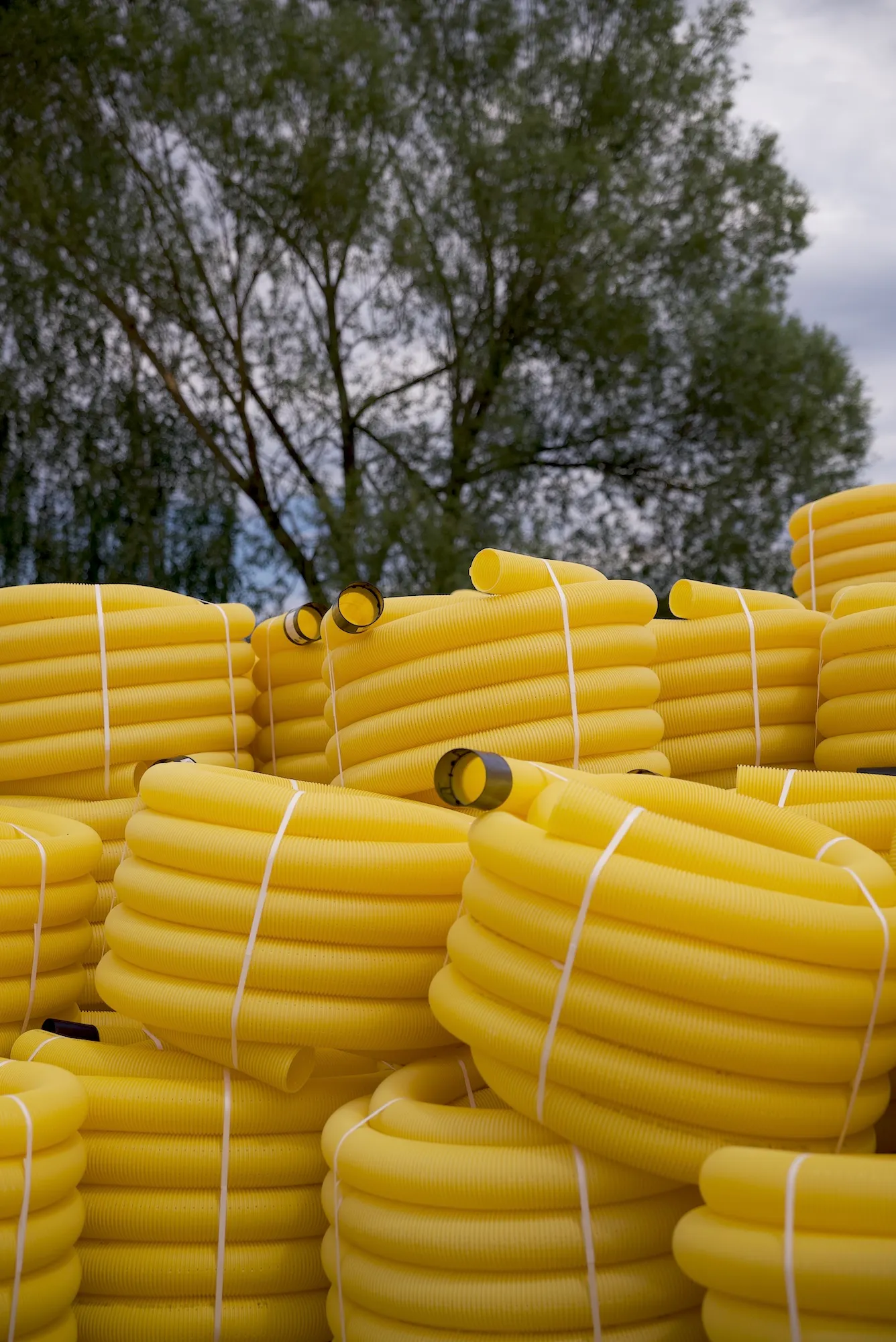 Rury drenarskie Drewplast w kolorze żółtym.